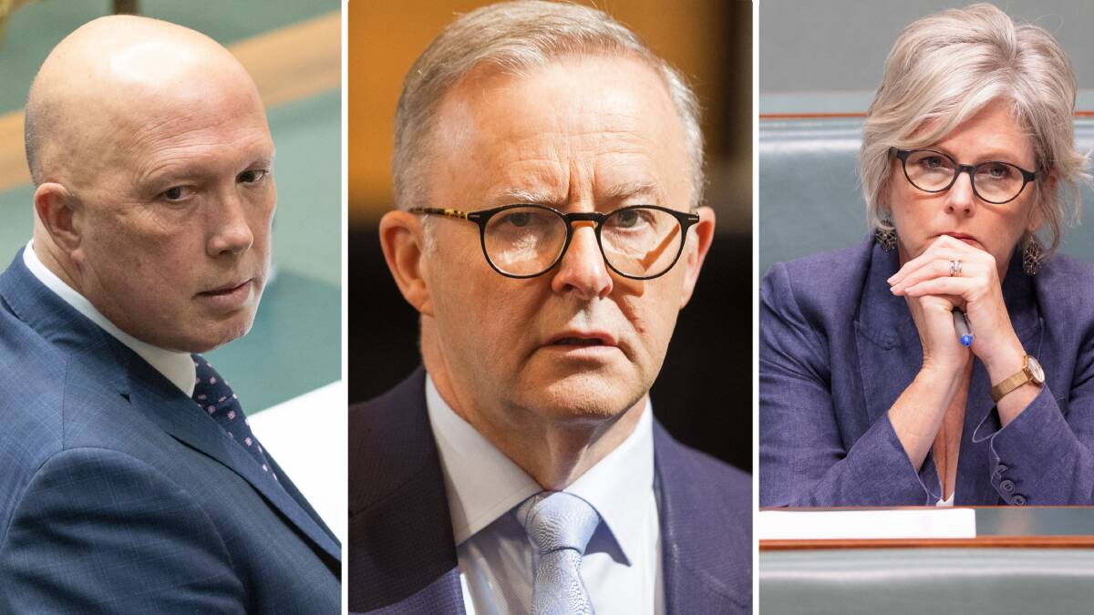 Opposition Leader Peter Dutton (left), Prime Minister Anthony Albanese (centre) and Independent MP Helen Haines. Pictures by Sitthixay Ditthavong and Keegan Carroll 