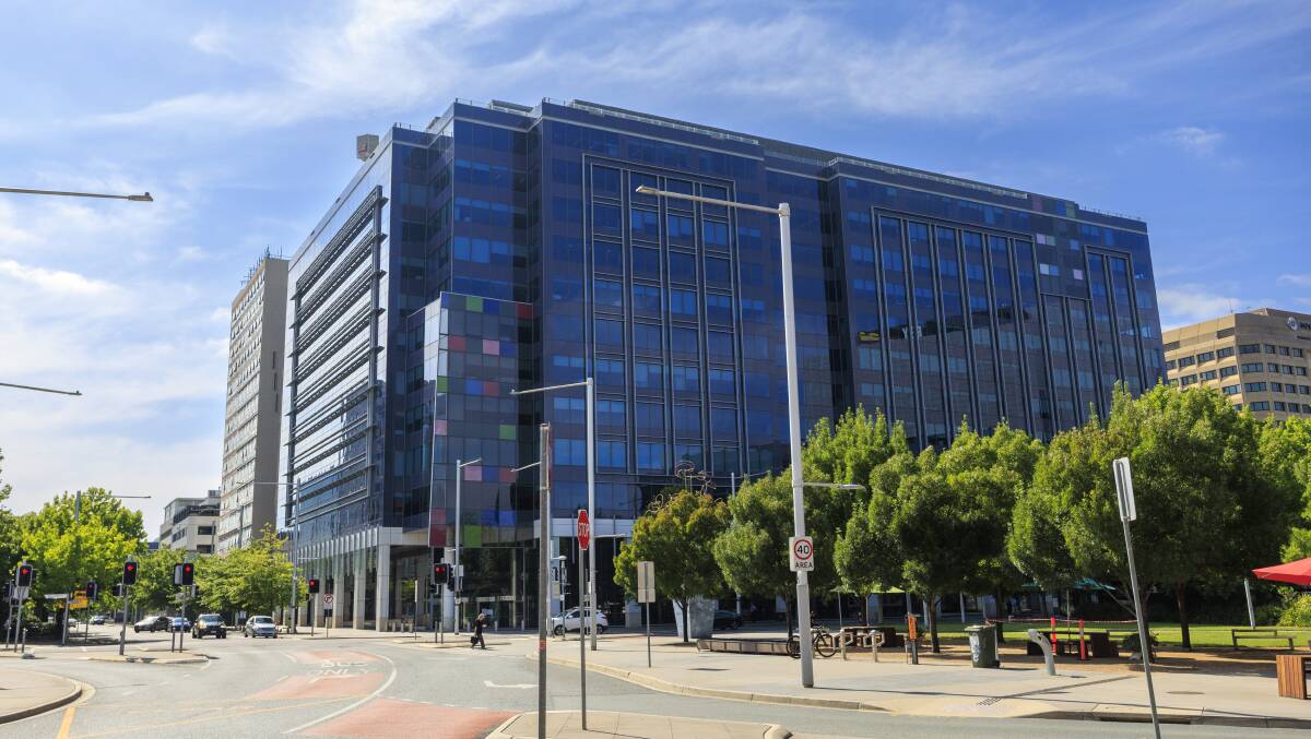 A street view of 50 Marcus Clarke Street in Canberra's CBD, where staff from the Education and Workplace Relations departments work. Picture by Keegan Carroll
