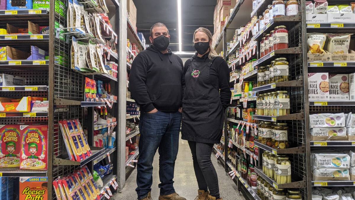 Barton Grocer owners Domenic and Kylie Costanzo. Picture: Sarah Basford Canales