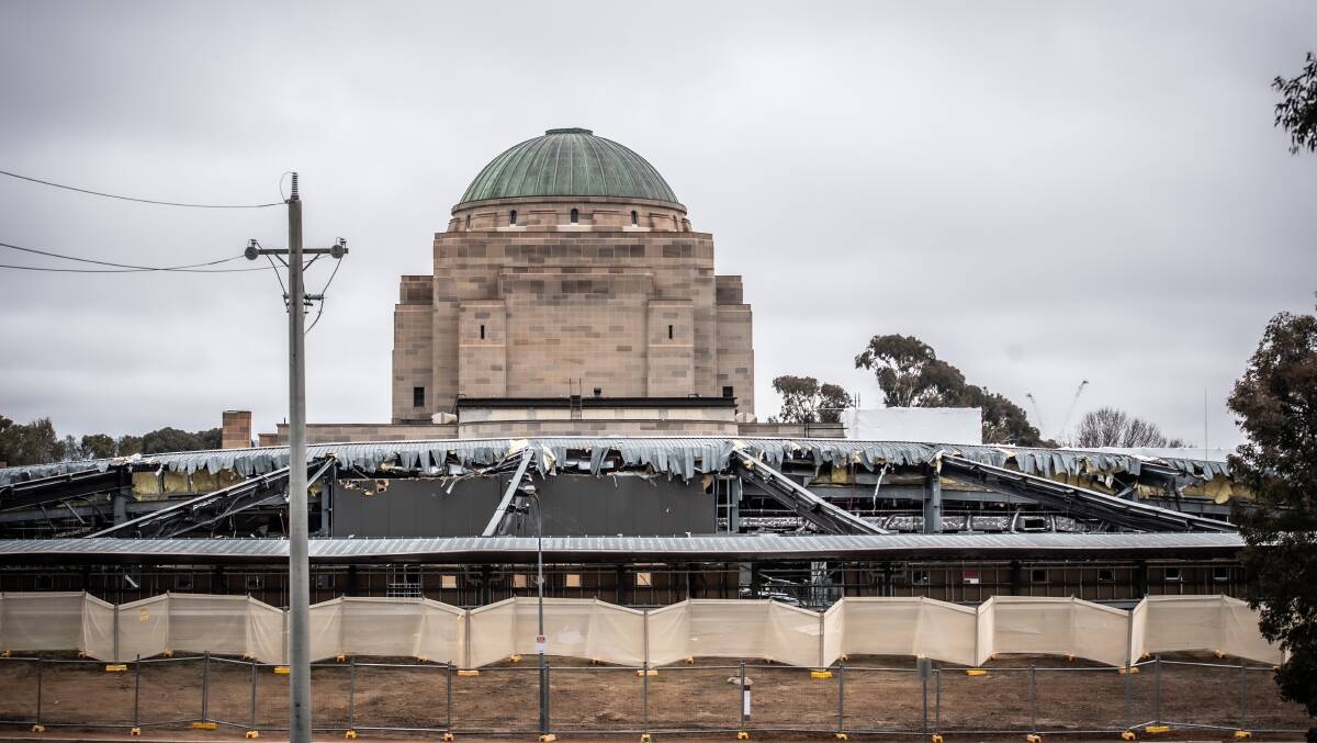 Demolition work continues at the Australian War Memorial's Anzac Hall. Picture: Karleen Minney