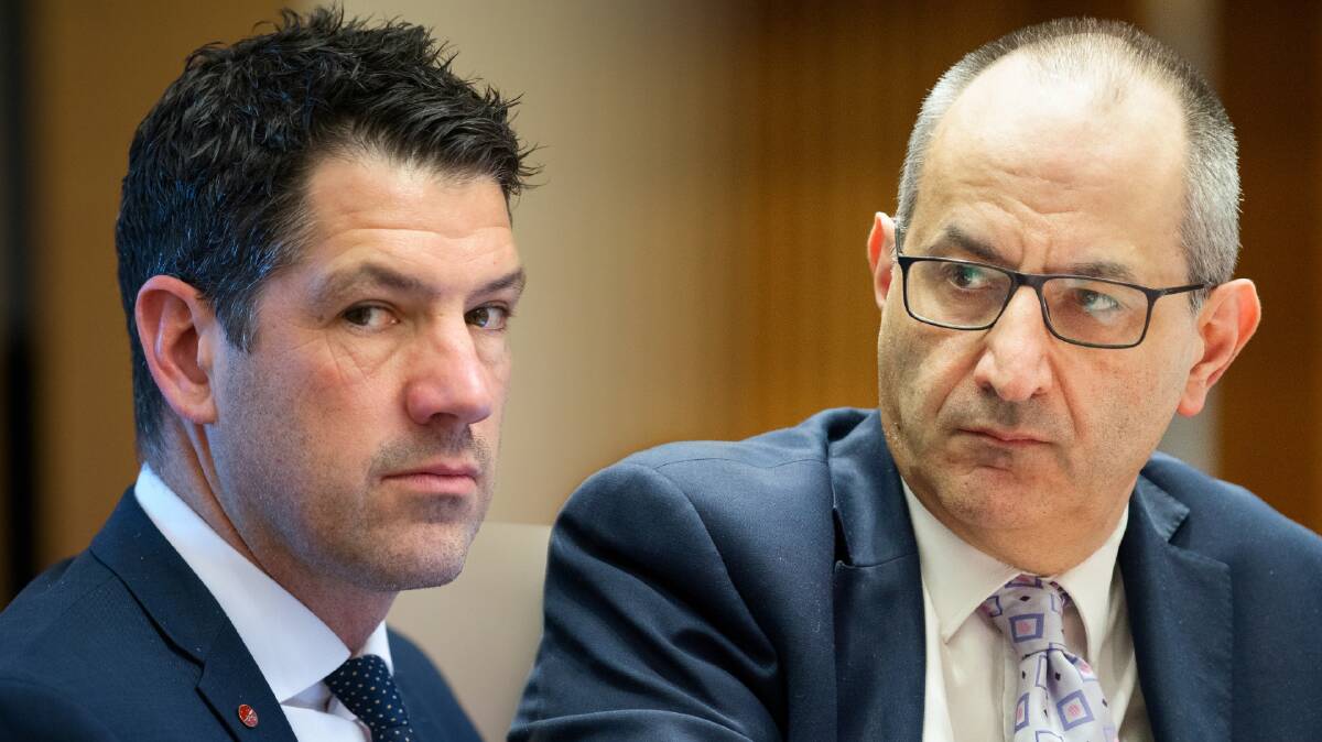 Liberal senator Alex Antic, left, and Home Affairs secretary Mike Pezzullo, right. Pictures by Sitthixay Ditthavong