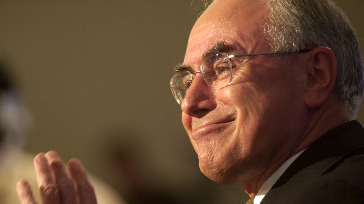 Then-prime minister John Howard at the National Press Club in 2001. Picture by Graham Tidy