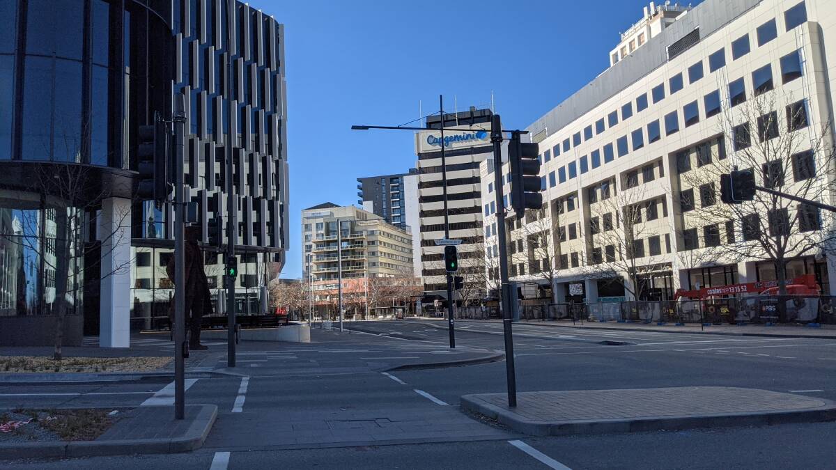 Areas usually teeming with public servants have been left desolated as Canberra enters its first day of lockdown. Pictures: Sarah Basford Canales