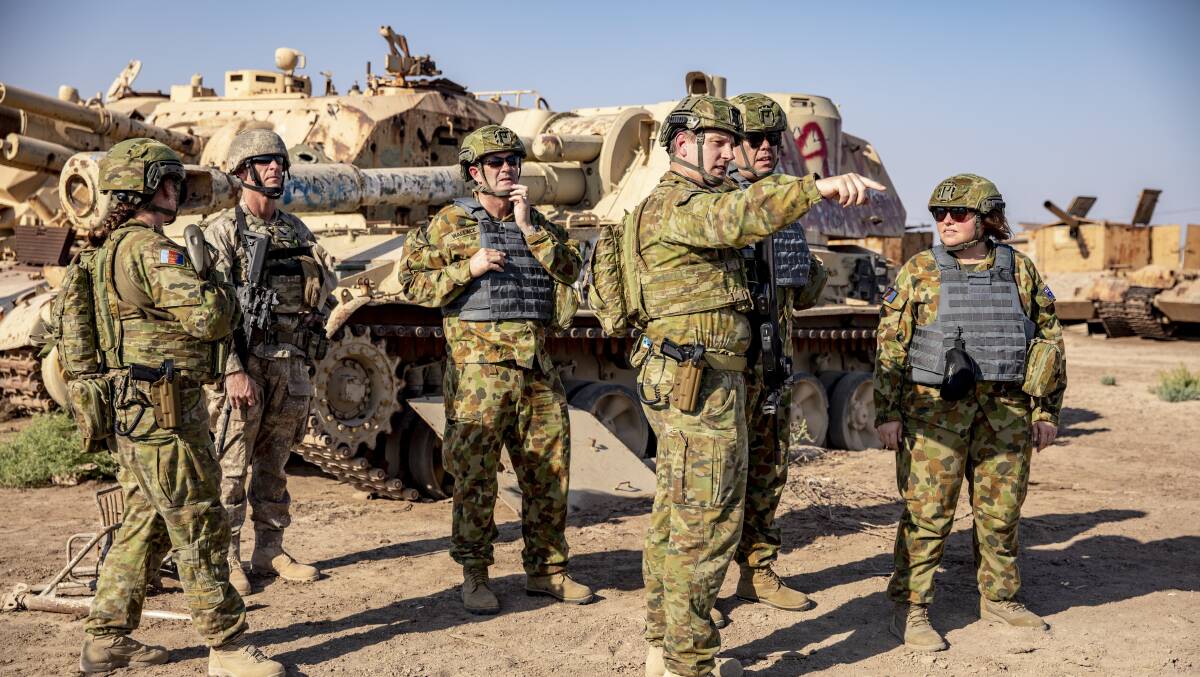 Labor senator Kimberley Kitching, Mr Milton Dick MP and Mr Andrew Wallace MP visited the Middle East region as part of the Australian Defence Force Parliamentary Program (ADFPP) in 2019. Picture: Department of Defence