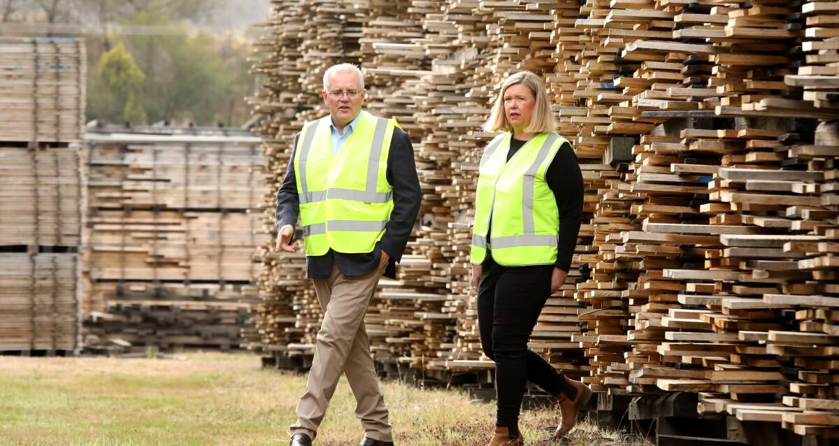 Prime Minister Scott Morrison visited Mowbray in Tasmania with Bridget Archer, federal member for Bass. Picture: James Croucher