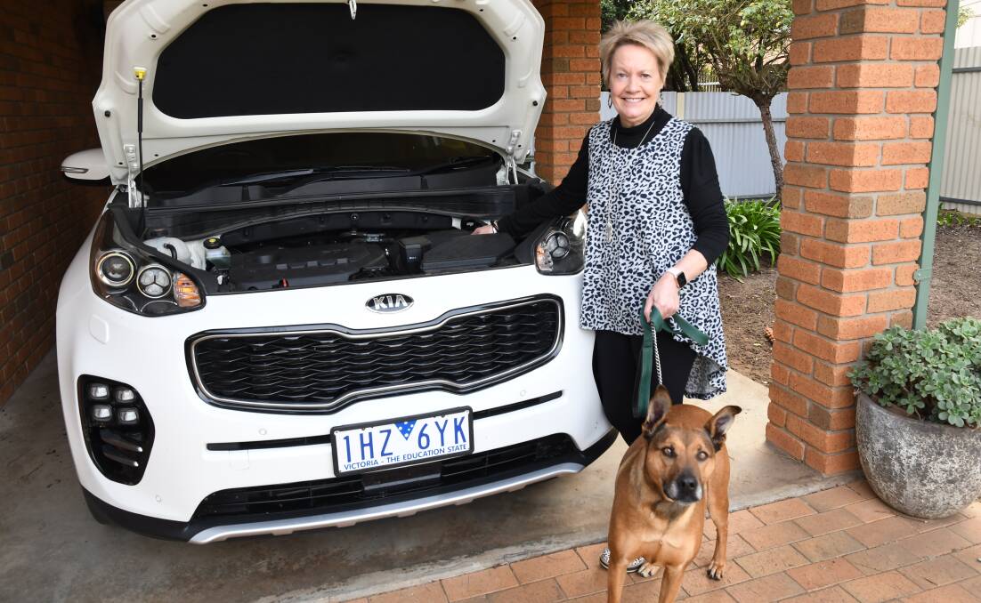 GOOD GIRL: Roady McKinnon with the dutiful dog Kip, who alerted her that something was wrong. Picture: ALEX DALZIEL