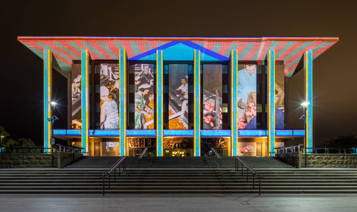 The National Library lit up for Enlighten Illuminations. Picture: Supplied