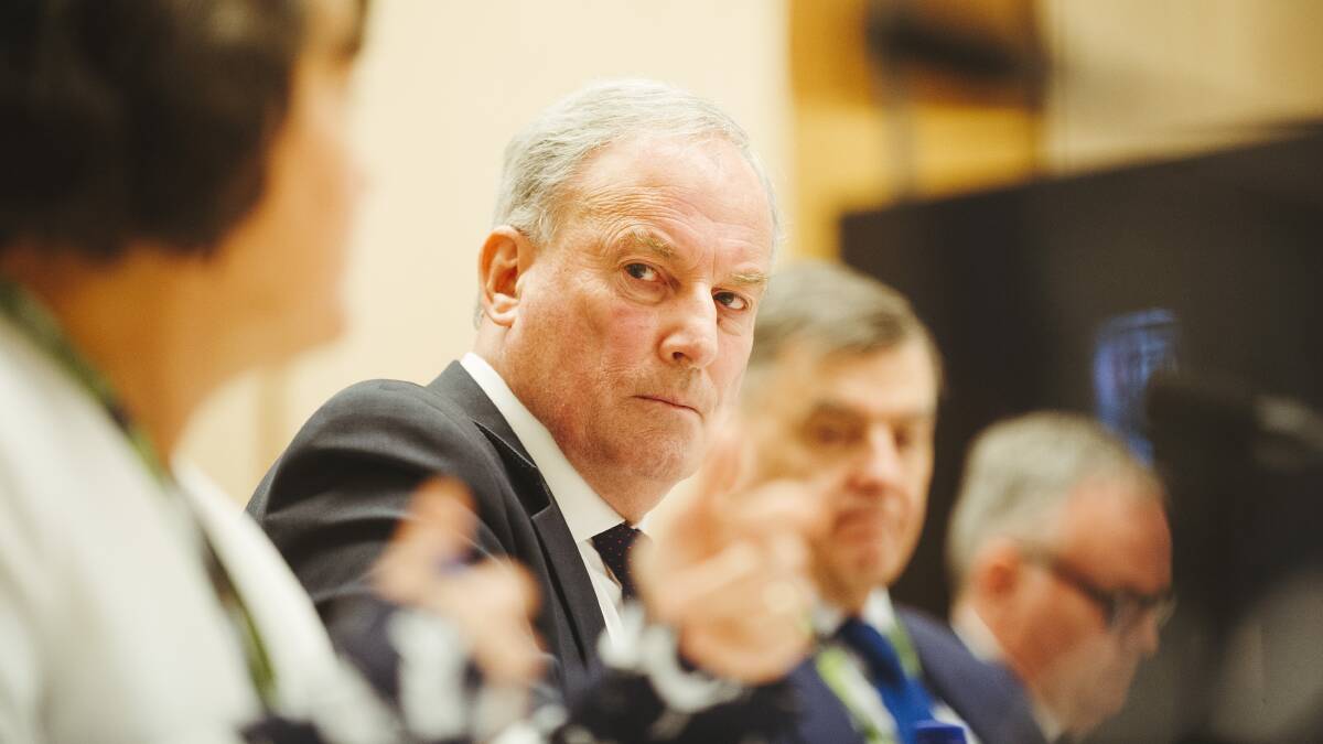 Under fire: Aged Care Services Minister Richard Colbeck facing intense questioning at Senate estimates on Tuesday. Picture: Dion Georgopoulos