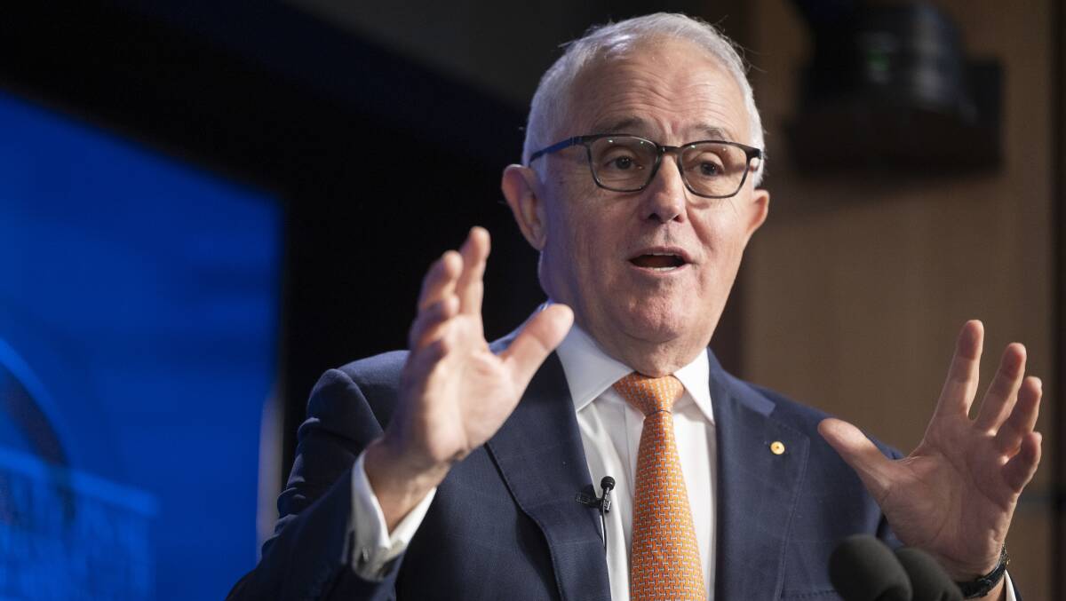 Former prime Minister Malcolm Turnbull speaks at the National Press Club. Picture AAP