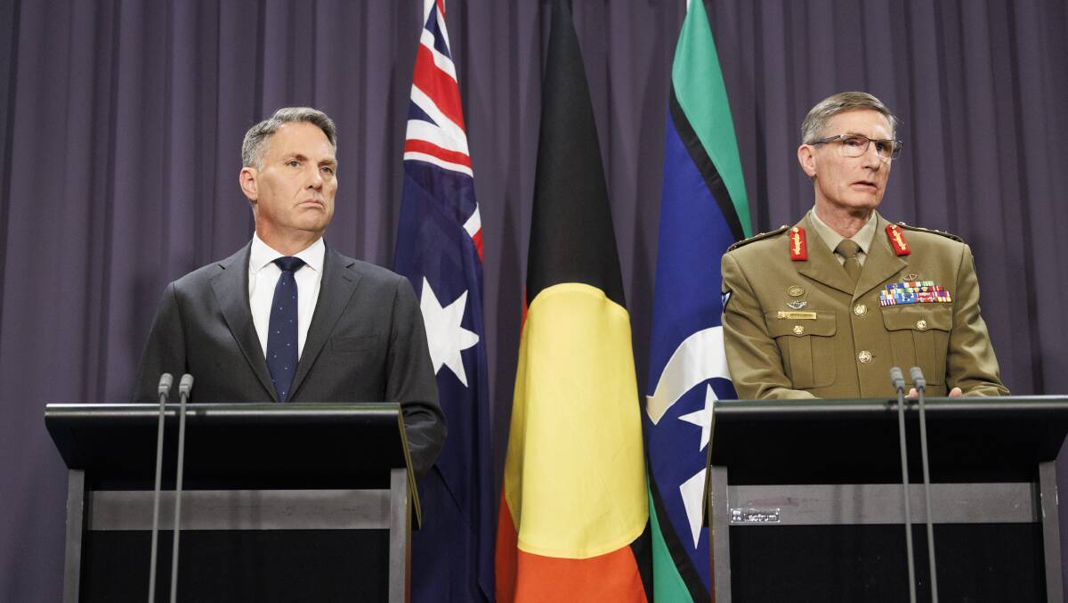 Deputy Prime Minister Richard Marles and Chief of the Defence Force Angus Campbell. Picture by Keegan Carroll