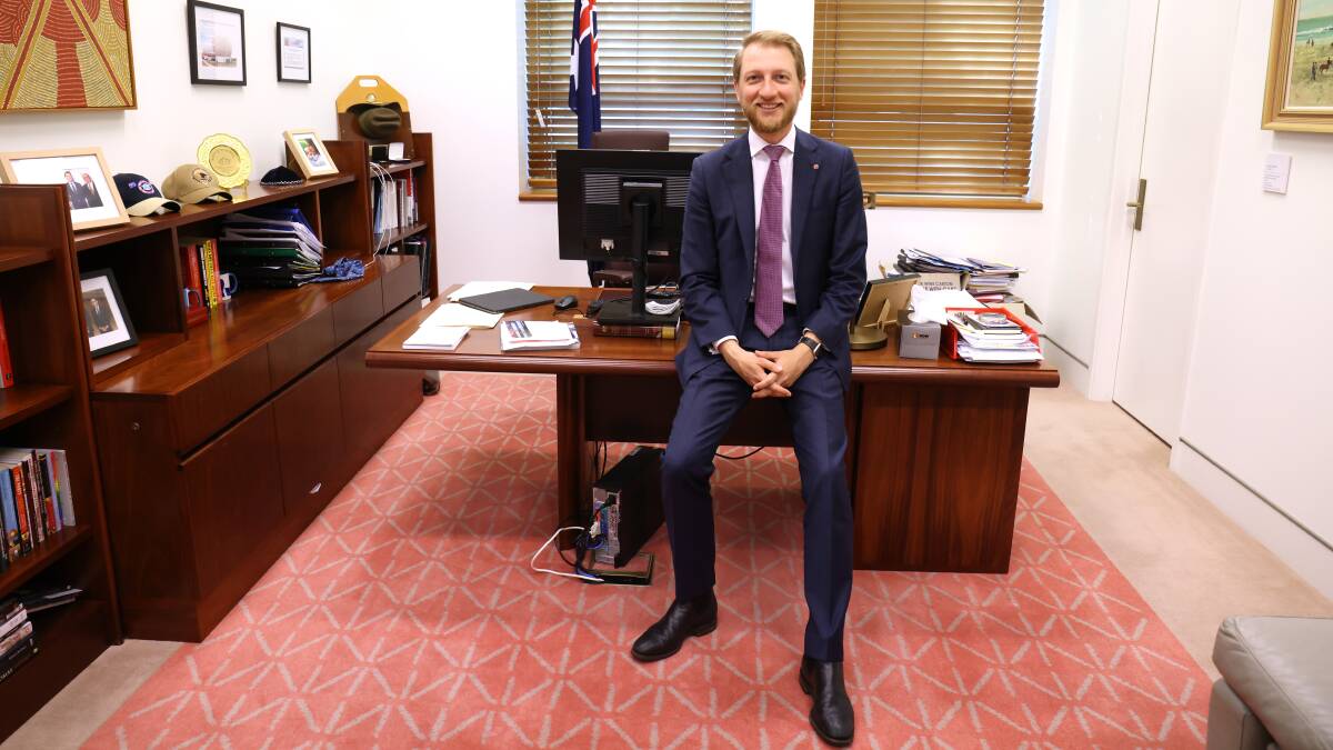 Senator James Paterson in his office at Parliament House. Picture by James Croucher