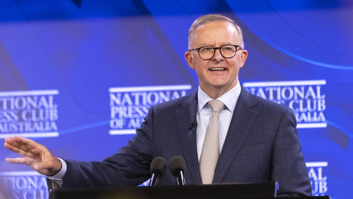 Opposition Leader Anthony Albanese made an address at the National Press Club on Tuesday. Picture: Keegan Carroll
