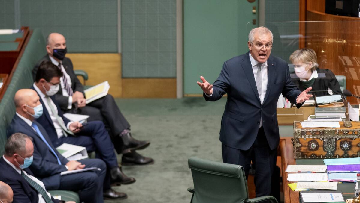 Prime Minister Scott Morrison goes on the attack during question time. Picture: Sitthixay Ditthavong