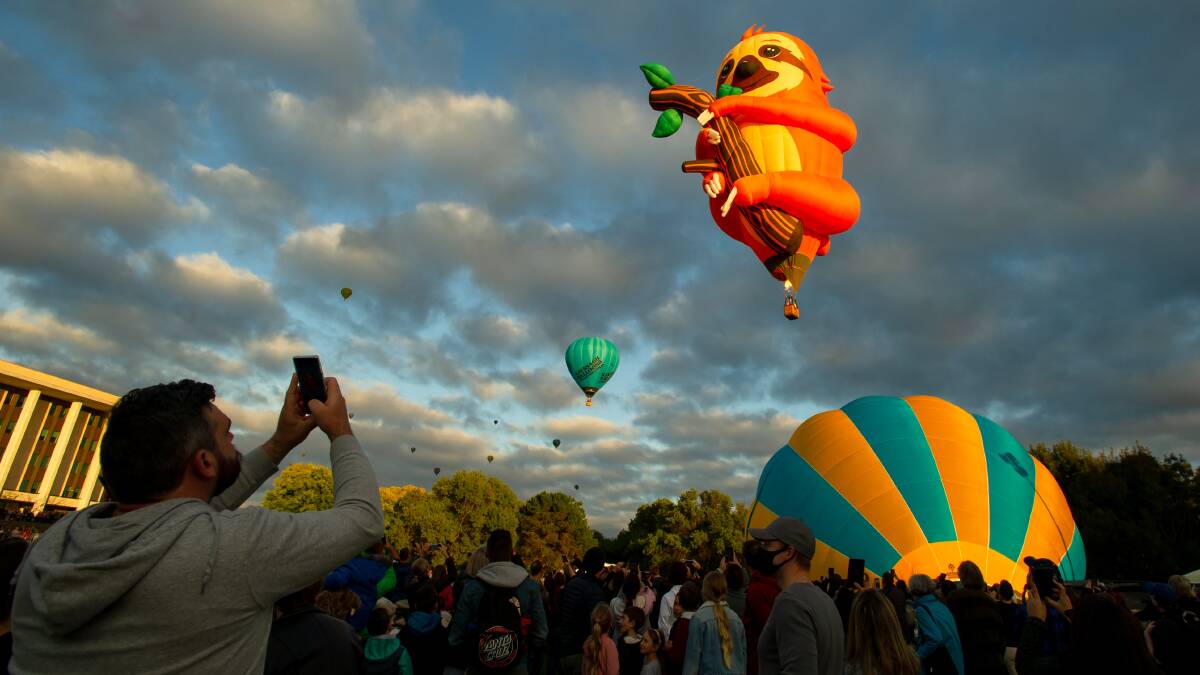 Tico the sloth hot air balloon at Enlighten's Balloon Spectacular. Picture by Elesa Kurtz 