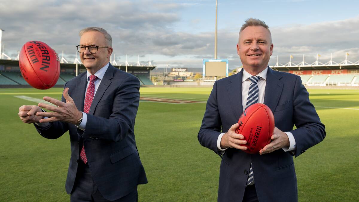 Prime Minister Anthony Albanese and Tasmanian Premier Jeremy Rockliff. Picture by Phillip Biggs 