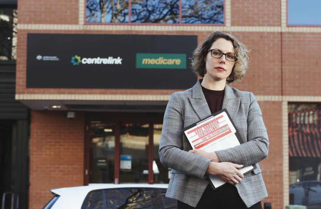 Canberra MP Alicia Payne outside Centrelink. Picture: Dion Georgopoulos