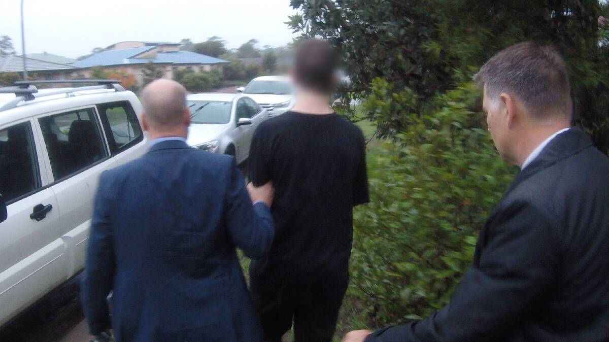 One of the teenagers being arrested in February 2020 in relation to the death of Canberra man Peter Keeley. Picture: NSW Police