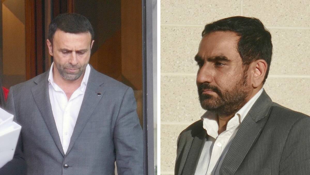 Abdul El-Debel and Raminder Kahlon outside the ACT Courts building on Thursday after being found guilty of conspiring with the intention to dishonestly obtain a gain from the Commonwealth. Pictures: Toby Vue