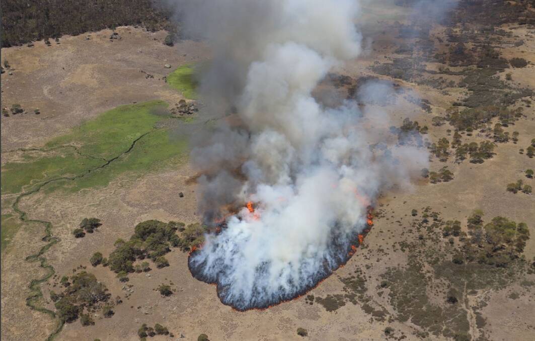 Moments after the Orroral Valley fire was ignited. Picture: Supplied by Defence