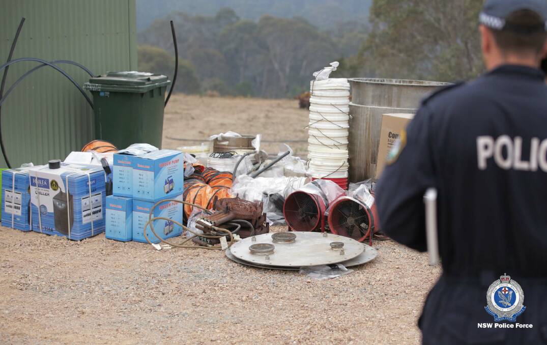 The operation of the meth lab was at a 40-hectare rural property southeast of Canberra. Picture: NSW Police