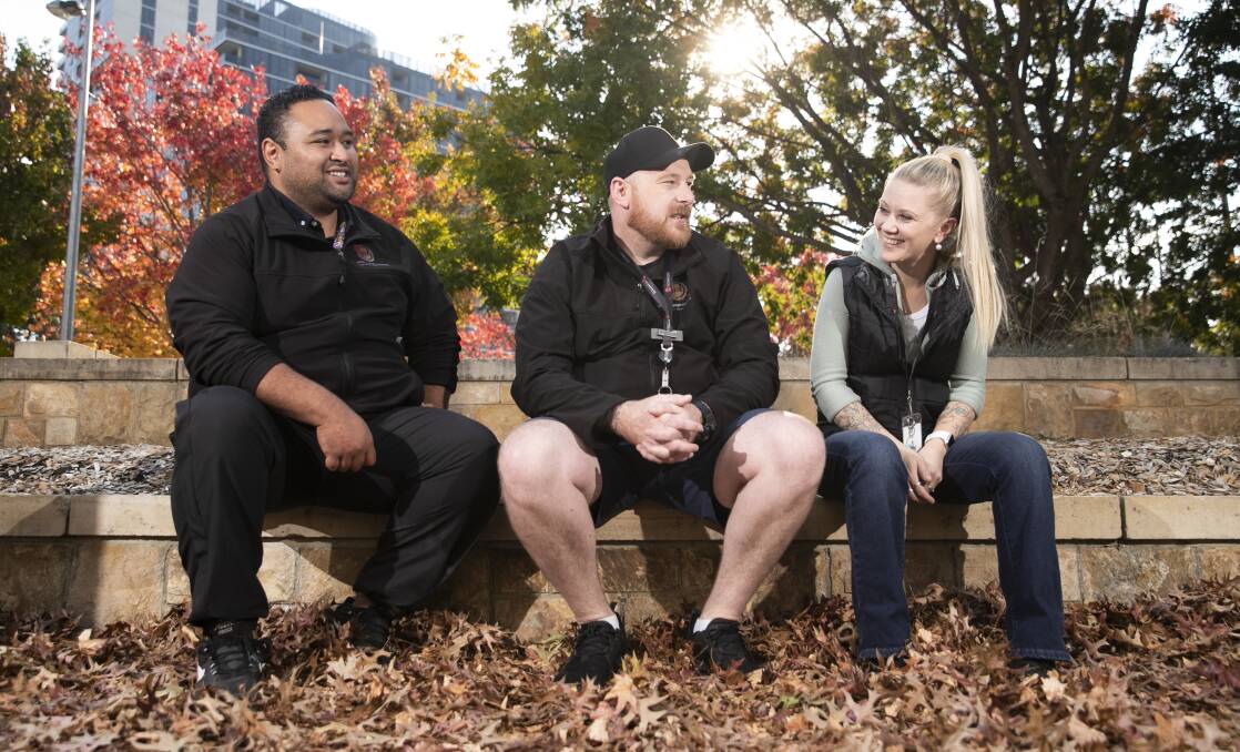 With the rise of e-cigarettes use for under-18s, Woden Youth Centre's staff Joel Artup, Stacey Hawley and Jeremy Leala are helping the fight against it. Picture: Keegan Carroll