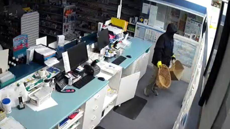 Security cameras captured Jacob Williams-Savage during one of his burglaries at a Canberra pharmacy. Picture: Supplied
