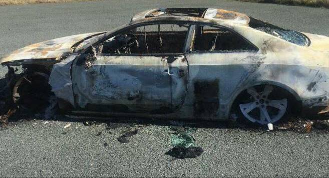 The Audi was found burnt out in Canberra on August 31 and is believed to have been used in the alleged hit and run. Picture: NSW Police