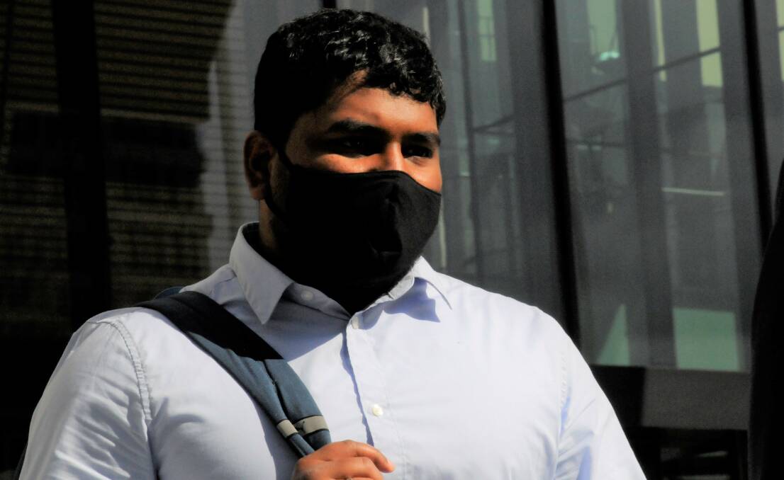 Chavin Seneviratne leaves court on Monday afternoon. Picture: Blake Foden