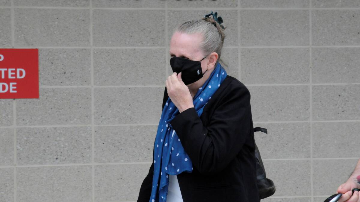 Jennifer Hutchison, 62, leaves court on a previous occasion. Picture: Blake Foden