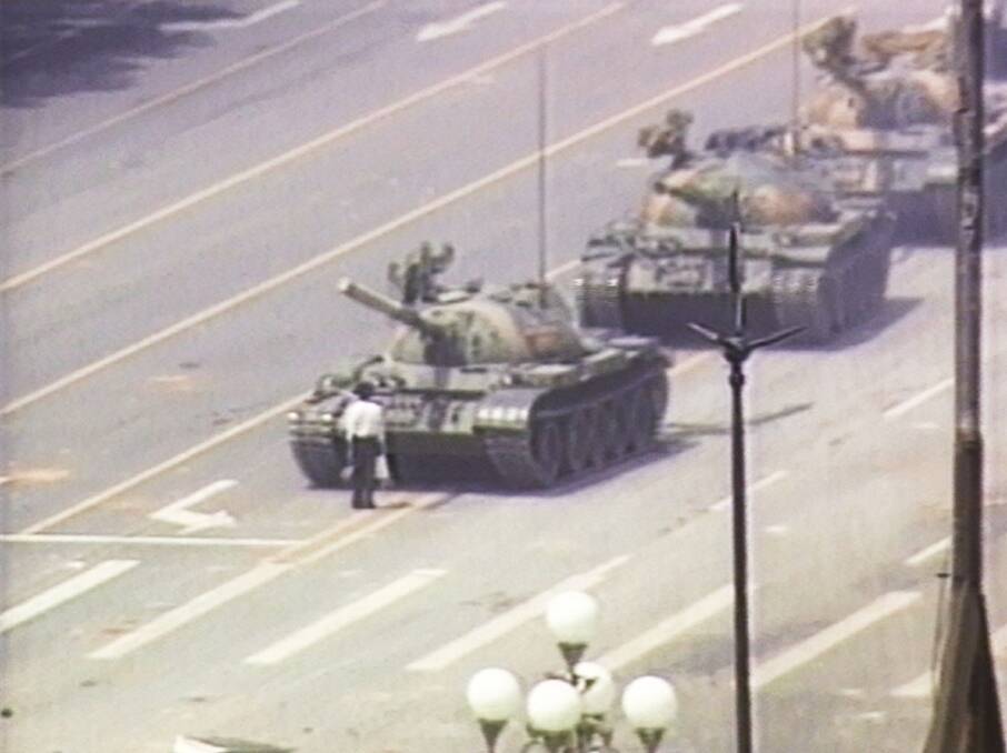 The iconic 'Tank Man' photo during the Tiananmen Square protests. Picture: Getty Images