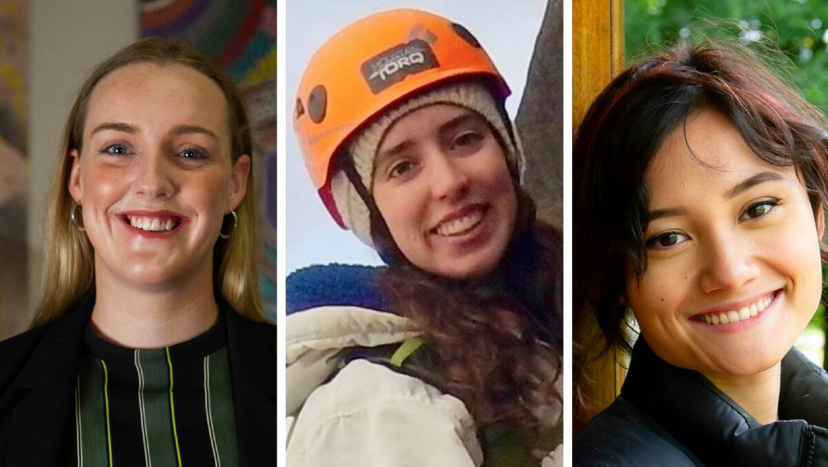 Three of the 2022 Rhodes Scholars: Lauren Skinner, Madeleine McGregor and Yasmin Poole. Pictures: Karleen Minney, supplied and Elesa Kurtz.