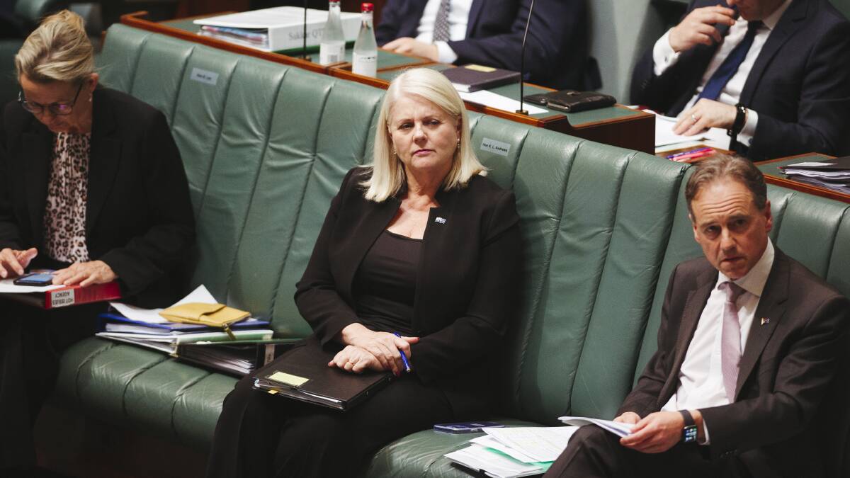 Home Affairs Minister Karen Andrews (centre). Picture: Dion Georgopoulos
