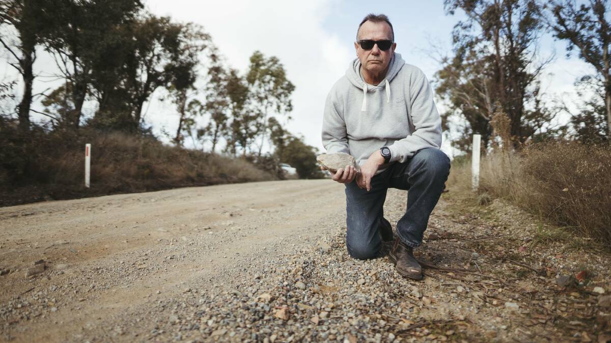 Canberra resident James Hudson is another who is concerned about the deteriorating conditions of Boboyan Road near Namadgi National Park. Picture: Dion Georgopoulos