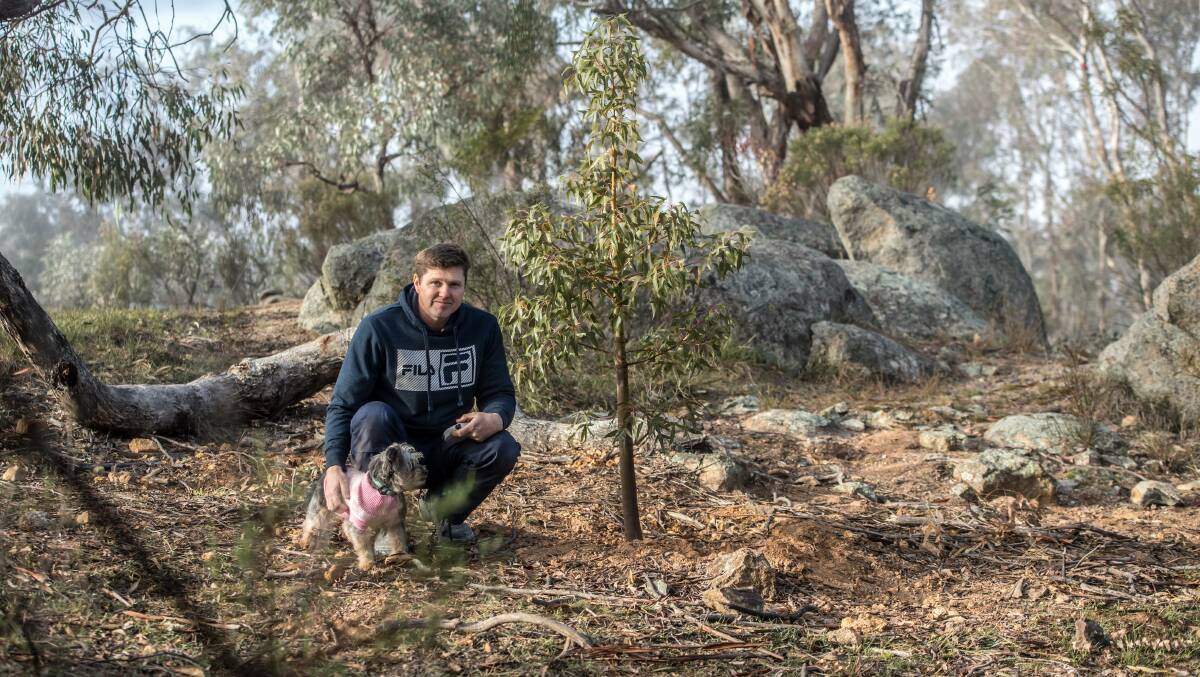 Chris Roodt visits the spot on Mt Ainslie where his son Adriaan suffered fatal head injuries in an accident while on a school excursion in 2018. Picture: Karleen Minney