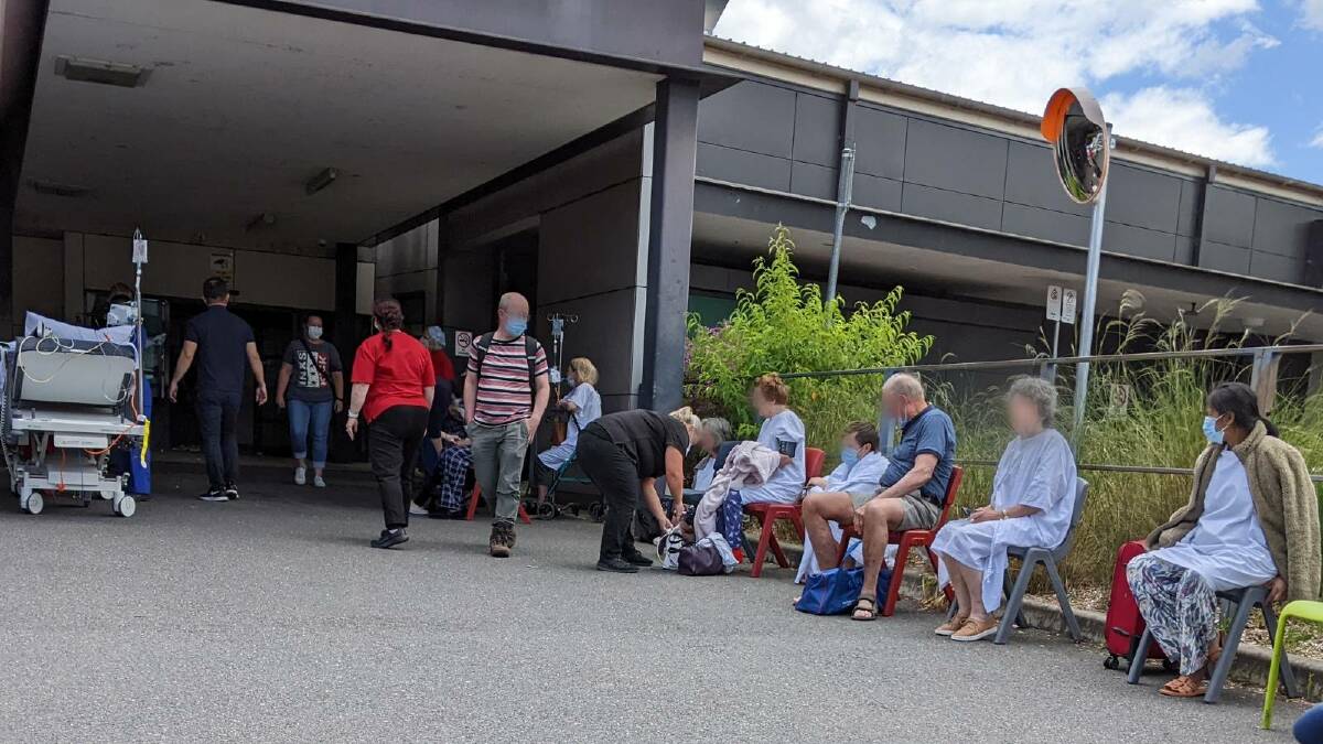 Evacuated patients wait outside Calvary on December 6. Picture supplied
