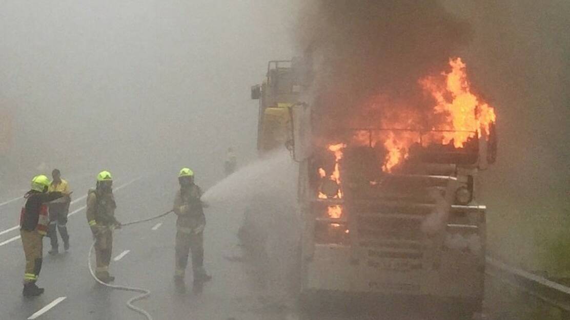 A truck caught fire on Clyde Mountain. Picture: Fire and Rescue NSW