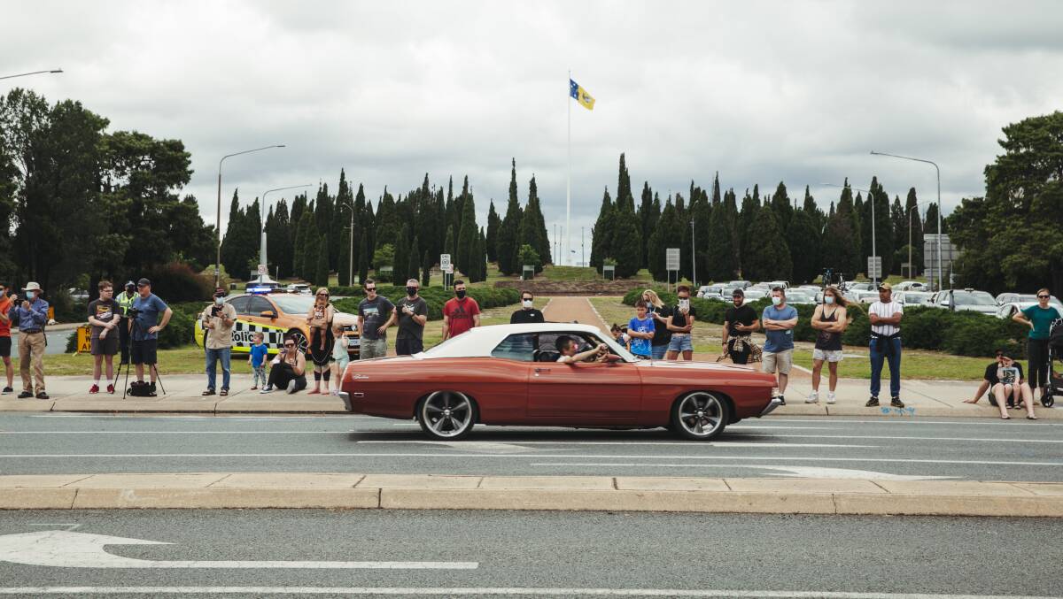 Summernats 2022 city cruise down Northbourne Avenue in Civic. Picture by Dion Georgopoulos