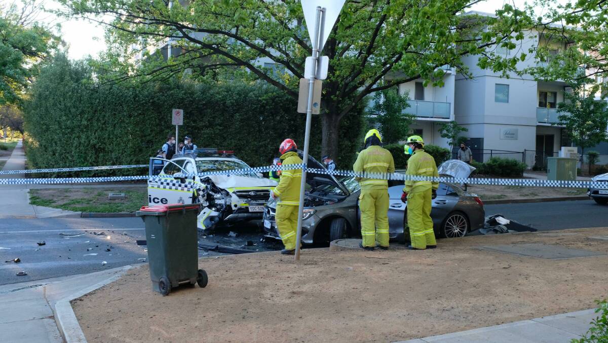 ACT Fire and Rescue, ACT Ambulance and ACT policing were called to the scene. Picture: Toby Vue