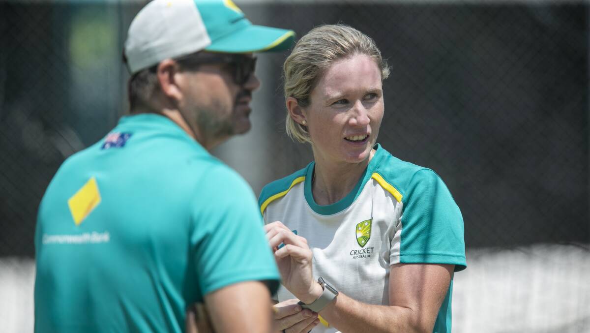 Australian star Beth Mooney in the nets during practice on Wednesday, January 26. Picture: Keegan Carroll