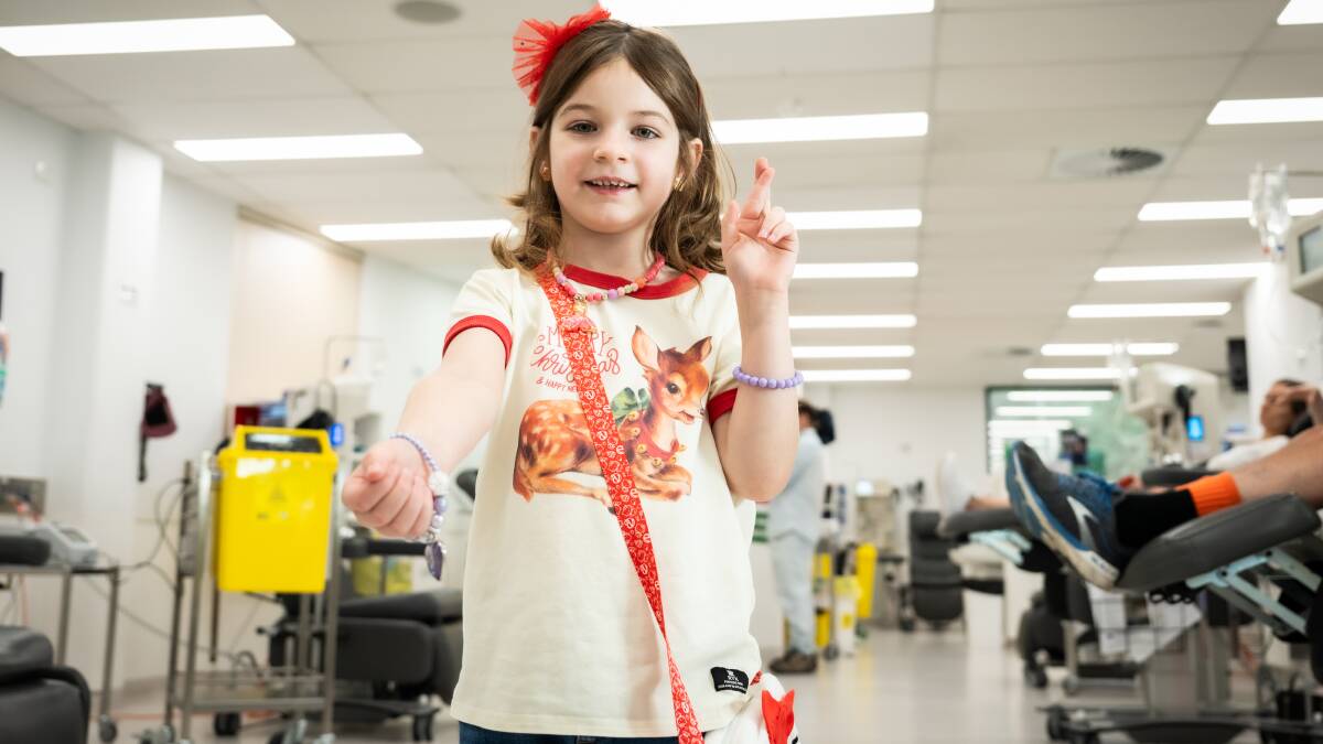 Seven-year-old Canberra girl Artemis Passey needed blood donations to survive childhood cancer. Picture by Karleen Minney