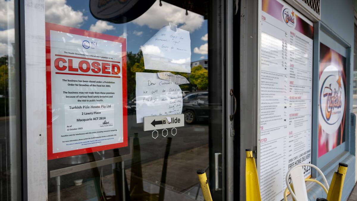 Turkish Pide House on Lawry Place in Macquarie was closed by ACT Health on October 12. Picture by Elesa Kurtz