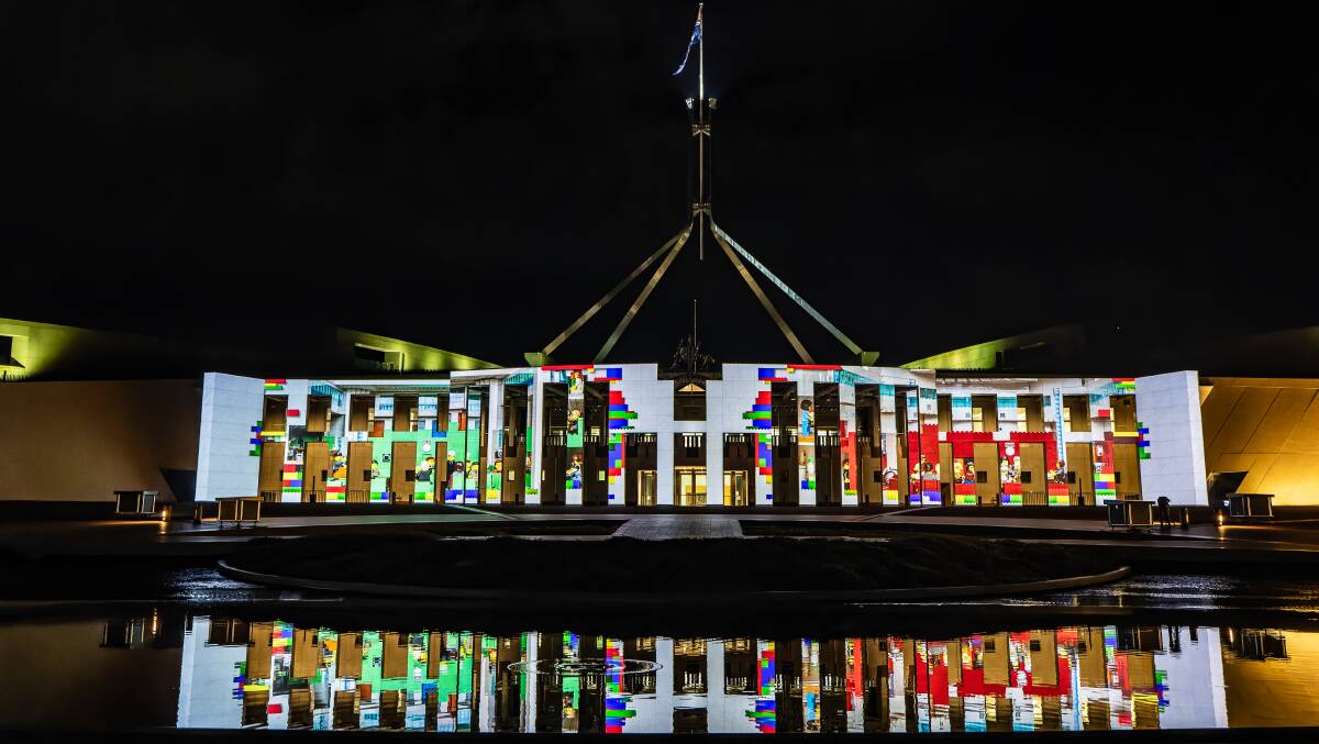 A Lego depiction of both houses of Parliament will be projected onto Parliament House as part of the Enlighten festival. Picture by Sitthixay Ditthavong