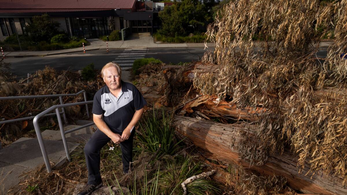 Alan Tutt, pictured near Hawker Primary School, said Belconnen locals were "very disappointed" at the storm clean-up. Picture: Sitthixay Ditthavong