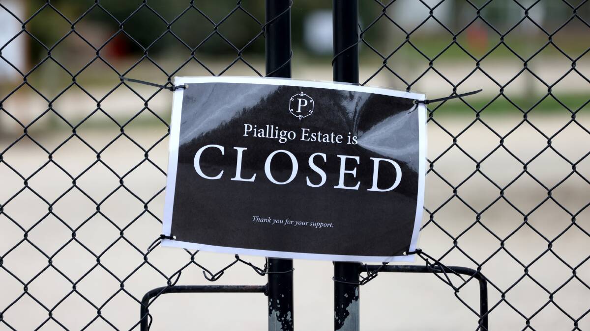 The front gate at Pialligo Estate after being closed. Picture by James Croucher