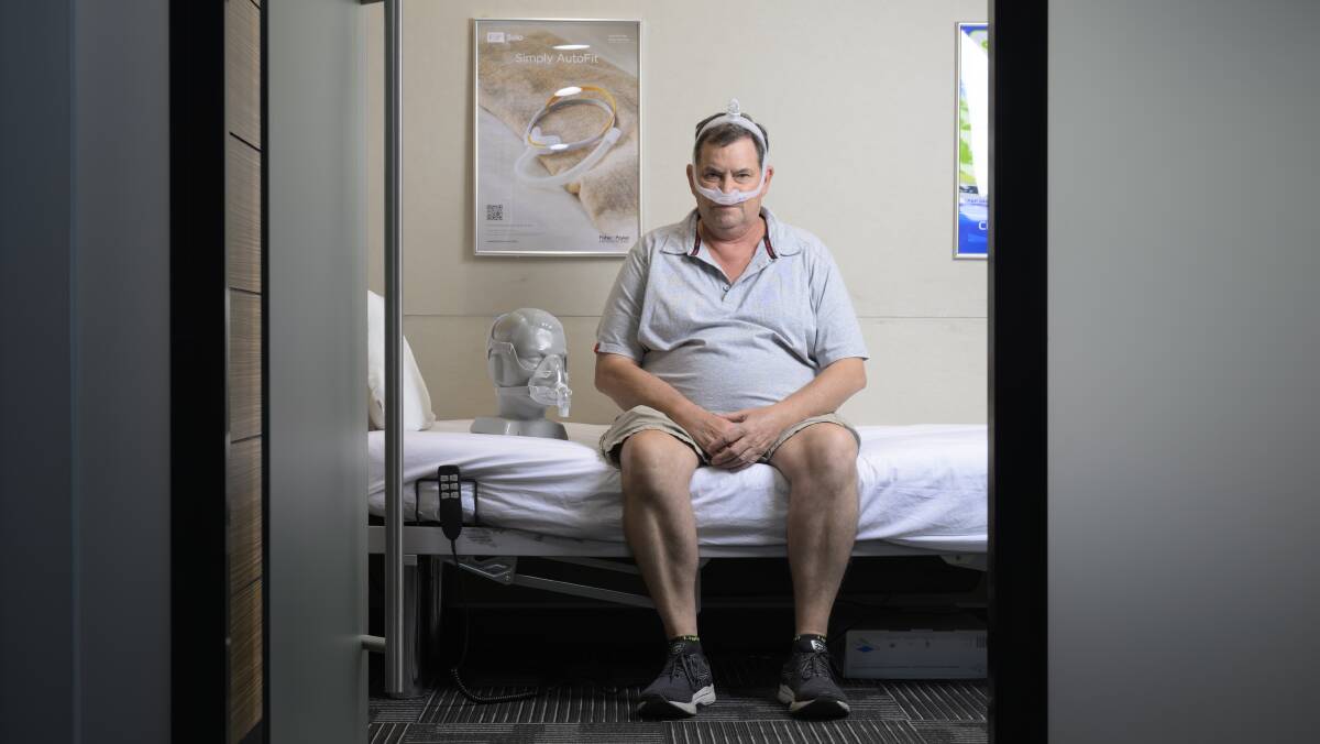 Alan Bevan has sleep apnoea and uses a CPAP machine. Picture by Keegan Carroll