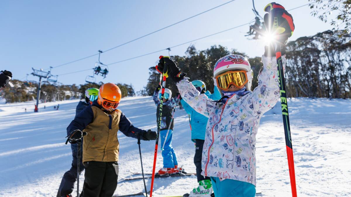 From front to back: Hilary Eyres, Loki Davis, Lilly Brauer, Edward Frolich, Victoria Jones. Picture: Thredbo