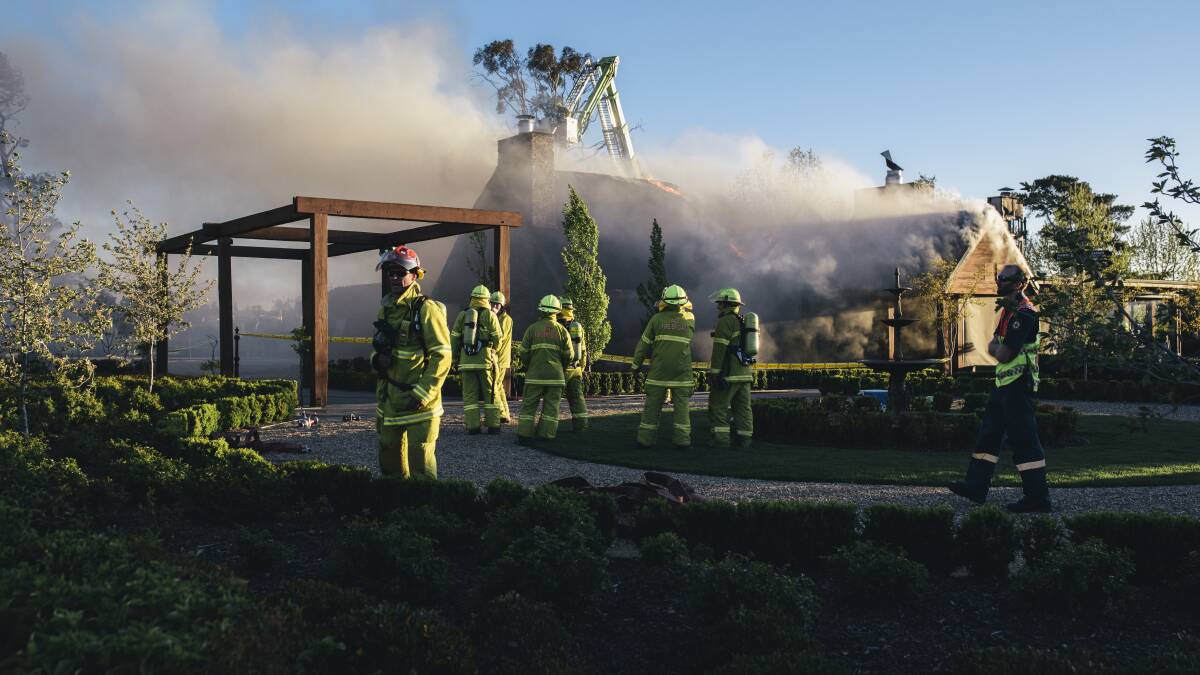 Emergency services battle a fire at Pialligo Estate Farmhouse Restaurant. Picture by File