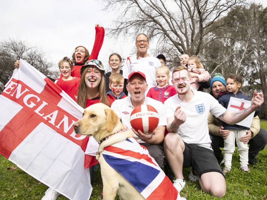Canberra English soccer fans get ready for the Euro final on Monday morning. Picture: Keegan Carroll