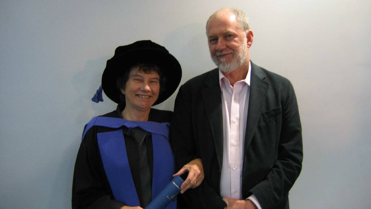 Anne Holmes and Roy Harvey when Anne graduated from her PhD. Picture supplied