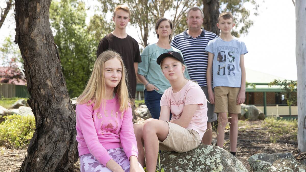 Eugene and Hannelie Roodt with their four kids Megan, 11, Isabel, 9, Daniel, 15, and Jacob, 12. Picture: Keegan Carroll